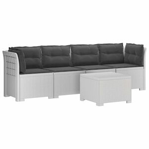 vidaXL 4-Persoons Tuin Sofa met Kussens Rieten Look PP Wit