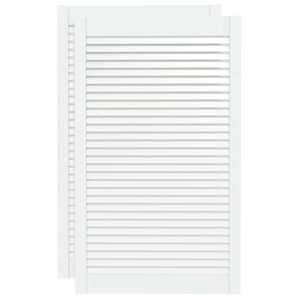 vidaXL Kastdeuren met lamellen 2 st 99,3x59,4 cm grenenhout wit