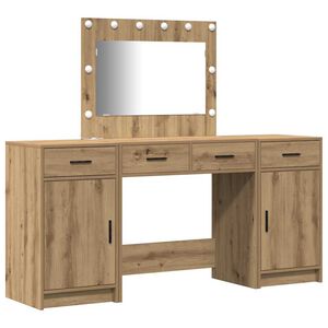 vidaXL Plafondtafel met spiegellichten 3 pcs Bruin Bewerkt hout