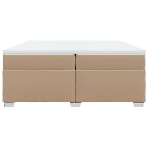 vidaXL Boxspring met matras kunstleer cappuccinokleurig 200x200 cm