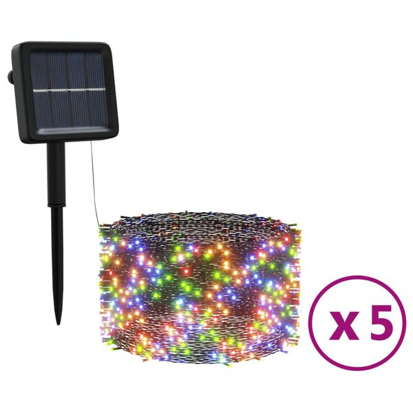 vidaXL 5 st Lichtslinger met 200 LED's solar binnen/buiten meerkleurig