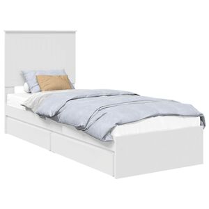 vidaXL Opslag bed met hoofdeinde met lade Wit 75 x 190 cm Bewerkt hout