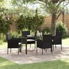 vidaXL Tuin eettafelset met kussen 5 pcs Zwart poly rattan