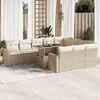 vidaXL 11-delige Tuinset met kussens poly rattan beige