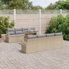 vidaXL Tuin Sofa Set met opslag 9 pcs Beige en Licht Grijs poly rattan