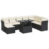 vidaXL 9-delige Loungeset met kussens poly rattan zwart