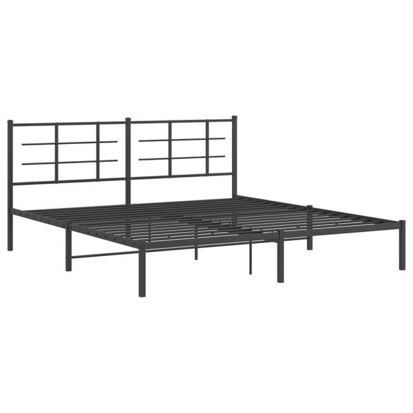 vidaXL Bedframe met hoofdbord metaal zwart 180x200 cm