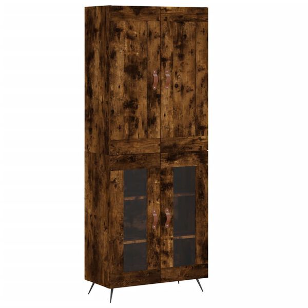 vidaXL Hoge kast 69,5x34x180 cm bewerkt hout gerookt eikenkleurig