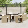 vidaXL Tuin eettafelset met kussen 5 pcs Beige poly rattan