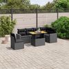 vidaXL 7-delige Loungeset met kussens poly rattan zwart