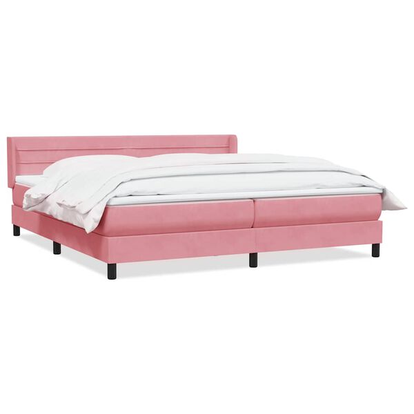 vidaXL Boxspring met matras fluweel roze 180x220 cm