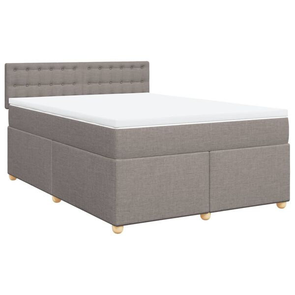 vidaXL Boxspring met matras stof taupe 140x190 cm