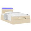 vidaXL Bed poef met matras en LED's 120x190 cm stof cr&egrave;mekleurig