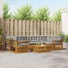 vidaXL Buiten bankenset met kussen 7 pcs Natuurlijk en Lichtgrijs