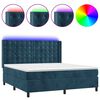 vidaXL Boxspring met matras en LED fluweel donkerblauw 160x200 cm