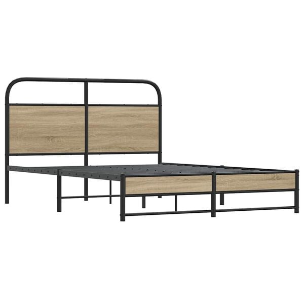 vidaXL Bedframe zonder matras bewerkt hout gerookt eiken 140x190 cm