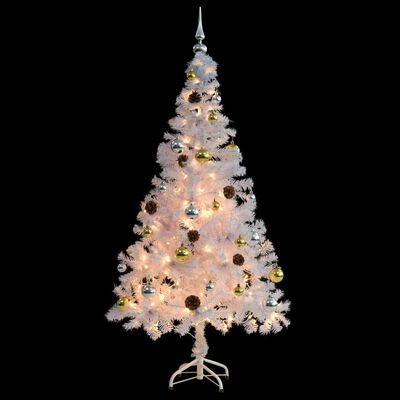 vidaXL Kunstkerstboom met kerstballen en LED's 150 cm wit