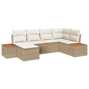 vidaXL Tuinbankenset met kussen 7 pcs Beige en Cr&egrave;me Polyrattan