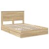 vidaXL Opslag bed met lade Sonoma Eiken 160 x 200 cm Bewerkt hout