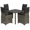 vidaXL 5-delige Bistroset met kussens poly rattan grijs