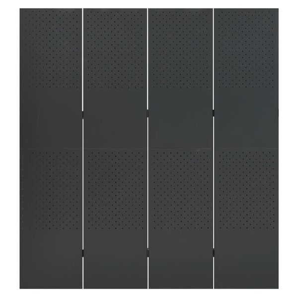 vidaXL Kamerscherm met 4 panelen 160x180 cm staal antracietkleurig