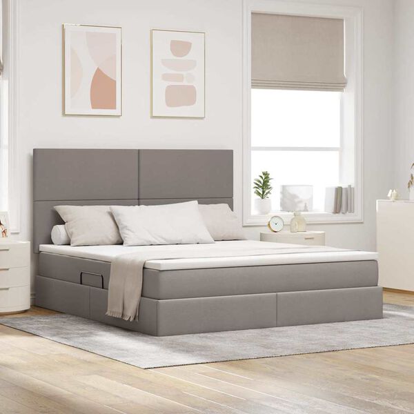 vidaXL Opslag bed met matras met matras Taupe 180 x 200 cm Polyester