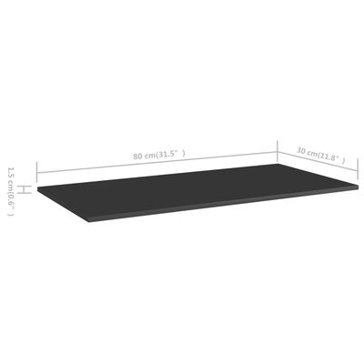 vidaXL Wandschappen 4 st 80x30x1,5 cm spaanplaat hoogglans zwart