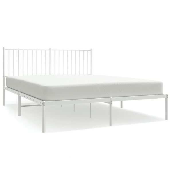 vidaXL Bedframe met hoofdbord metaal wit 160x200 cm