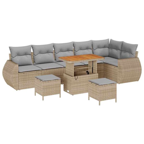 vidaXL Tuin Sofa Set met kussen met opslag 9 pcs beige en lichtgrijs