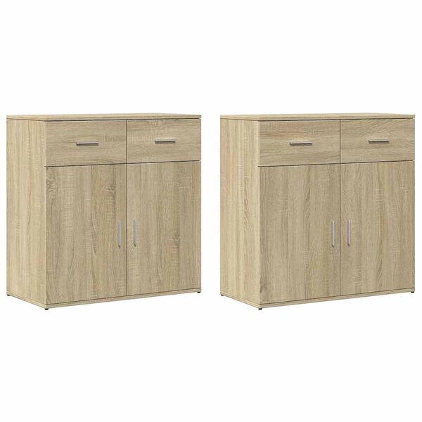 vidaXL Dressoirs 2 st 79x38x80 cm bewerkt hout sonoma eikenkleurig