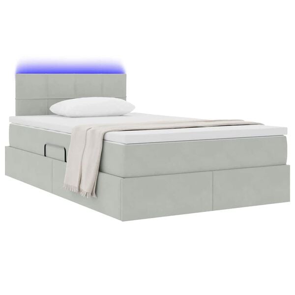 vidaXL Opbergbed met LED met matras Lichtgrijs 120 x 190 cm Fluweel
