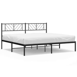 vidaXL Bedframe met hoofdbord metaal zwart 183x213 cm