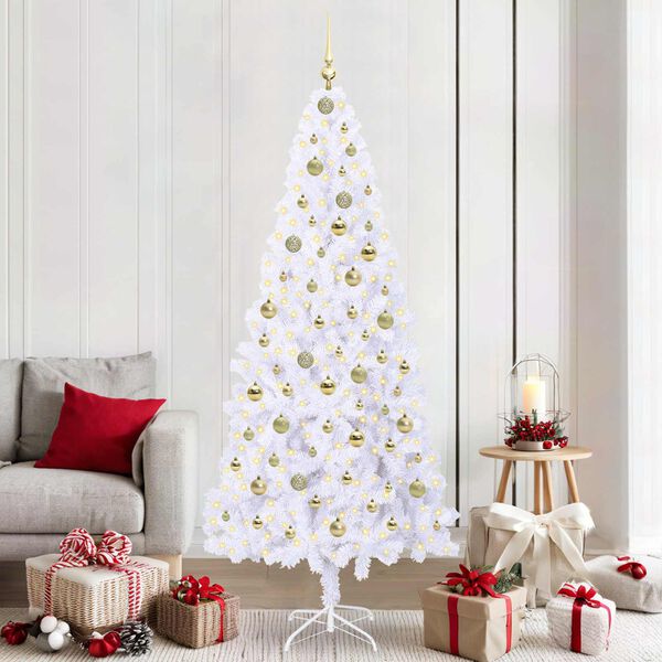 vidaXL Kunstkerstboom met 300 LED Wit 210 cm PVC en staal