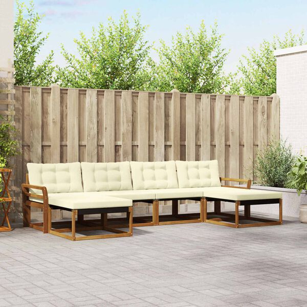 vidaXL Buiten bankenset met kussen 6 pcs Natuurlijk en Cr&egrave;me