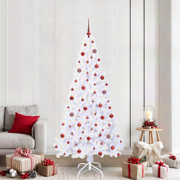 vidaXL Kunstkerstboom met 300 LED Wit 210 cm PVC en staal