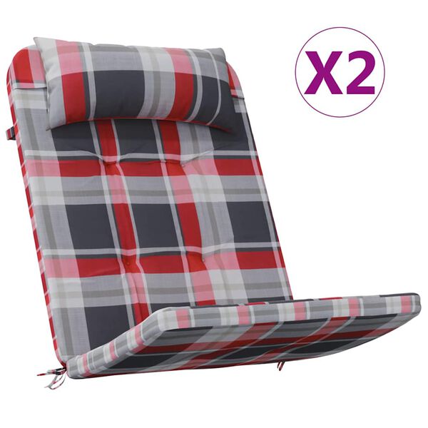 vidaXL Stoelkussens 2 pcs Rood Ruit 58 x 77 x 4,5 cm Oxford Stof