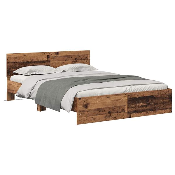 vidaXL Bedframe met hoofdeinde Oud Hout 120 x 200 cm Bewerkt hout