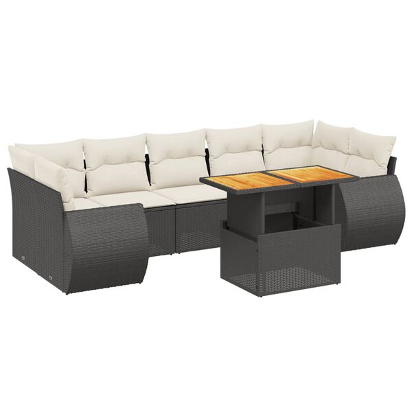 vidaXL 8-delige Loungeset met kussens poly rattan zwart