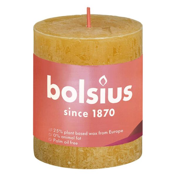Bolsius Stompkaarsen Shine 4 st rustiek 80x68 mm honinggeel