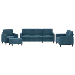 VidaXL 4-delige Loungeset fluweel blauw