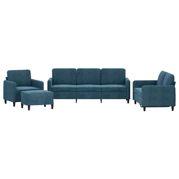 VidaXL 4-delige Loungeset fluweel blauw