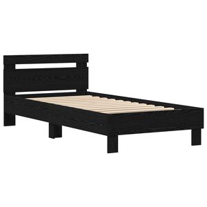 vidaXL Bedframe met LED Zwart Eiken 90 x 200 cm Bewerkt hout