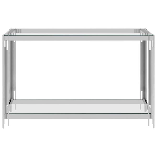 vidaXL Bijzettafel 120x40x78 cm roestvrij staal en glas zilverkleurig