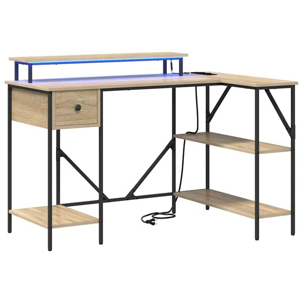 vidaXL Bureau met lade Sonoma Eiken 120 x 79 x 86,5 cm Bewerkt hout