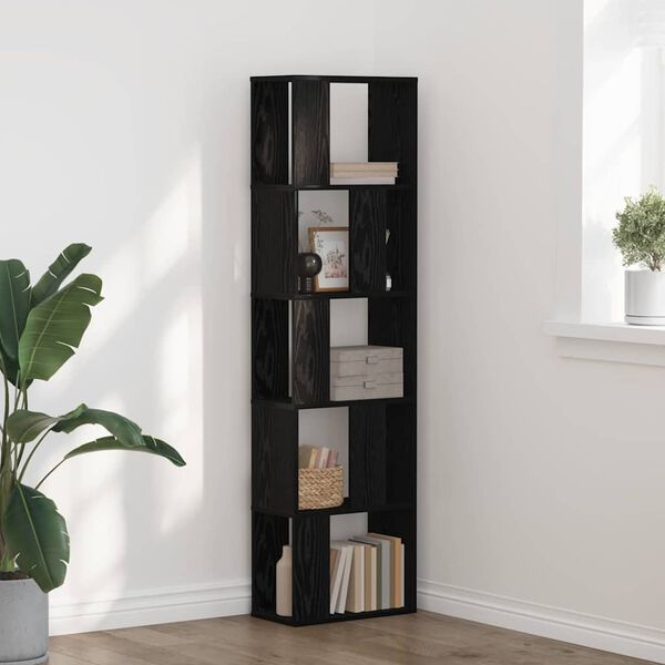 vidaXL Boekenkast Zwart Eiken 45 x 23,5 x 162,5 cm