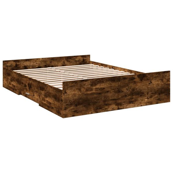 vidaXL Bedframe met lades bewerkt hout gerookt eikenkleurig 150x200 cm