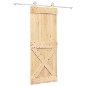 vidaXL Schuifdeur 80 x 210 cm Massief Grenenhout (Niet-Behandeld)