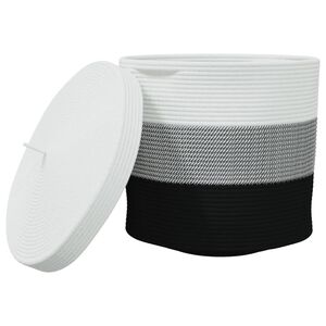 vidaXL Opbergmand met deksel &Oslash; 40x35 cm katoen wit en zwart