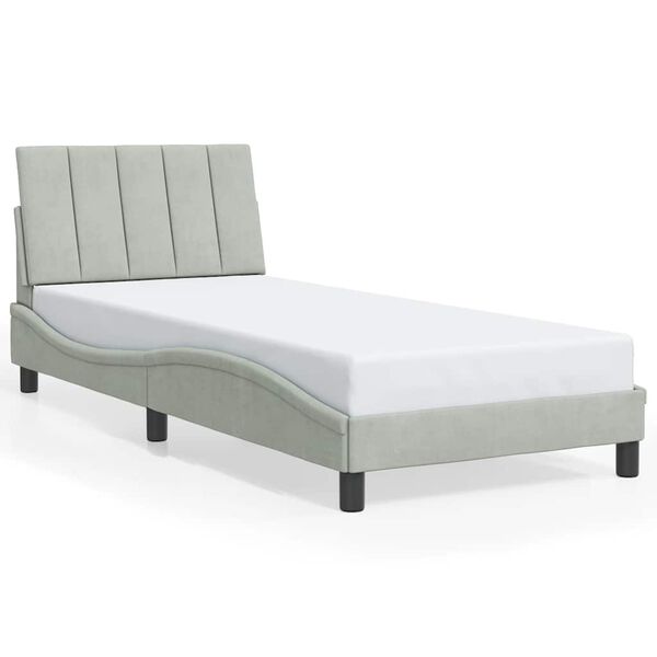vidaXL Bedframe zonder matras "Hanko" 90x200 cm fluweel lichtgrijs