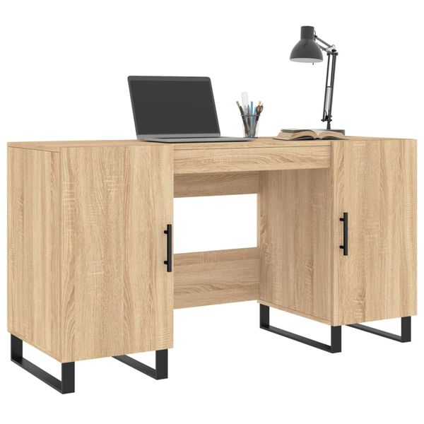 vidaXL Bureau 140x50x75 cm bewerkt hout sonoma eikenkleurig